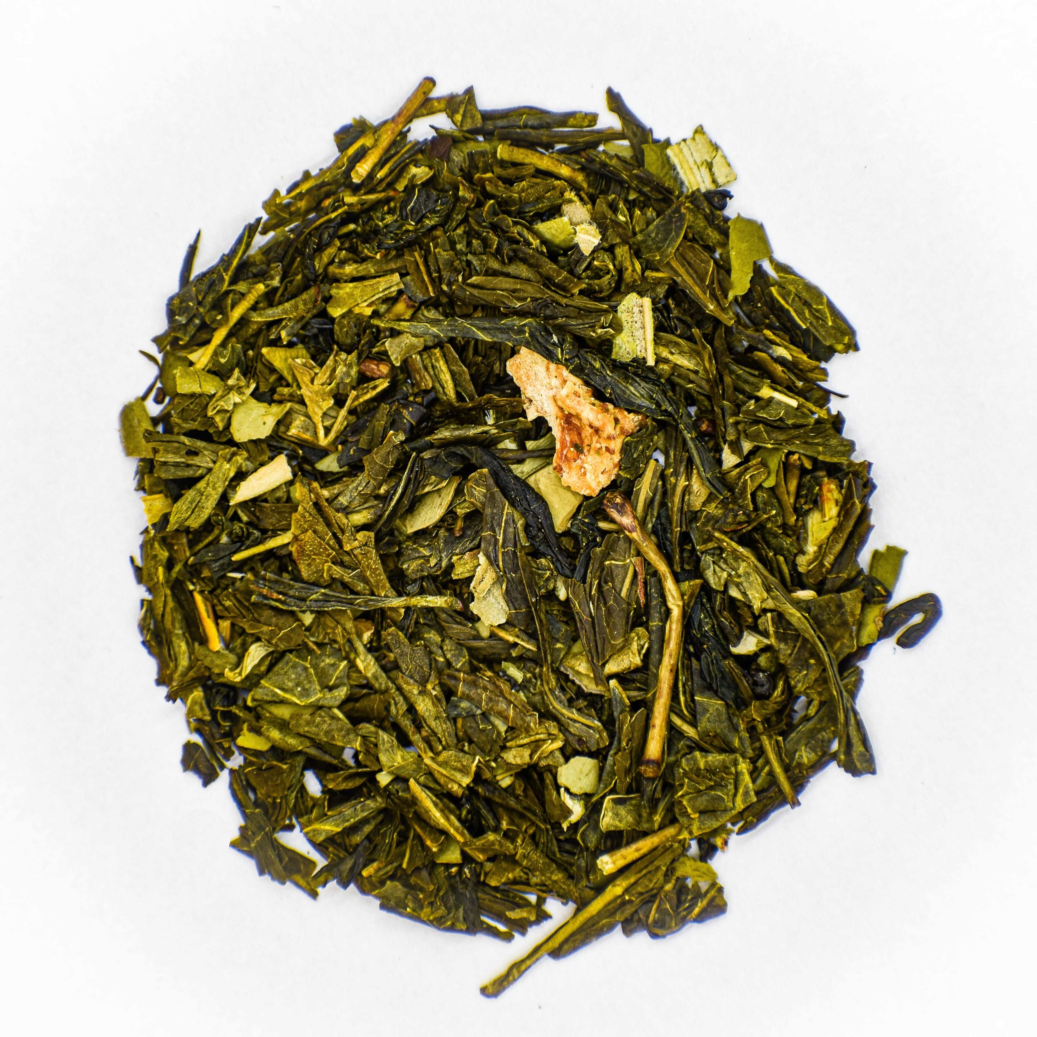 Lekkere losse groene thee met Groene thee China Sencha Groene Mate Olijfblaadjes Ananas Citroenschil