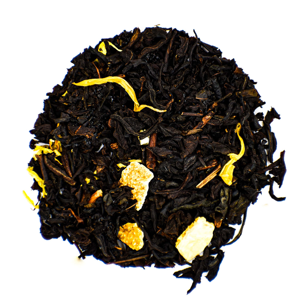 Lekkere zwarte losse thee met Zwarte thee Assam Ananas Karamel Sinaasappelschil Goudsbloem