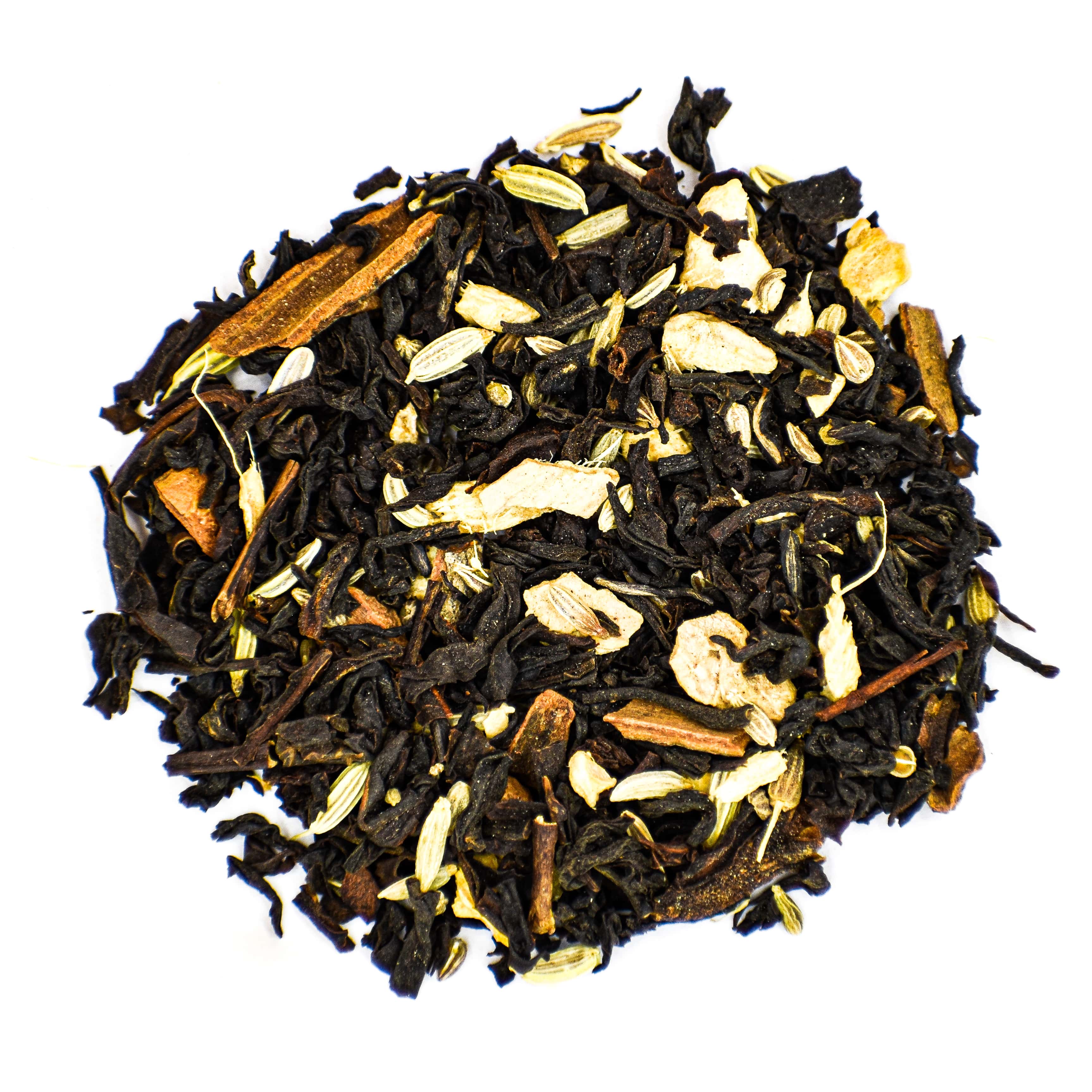 Lekkere losse zwarte chai thee met Zwarte thee Assam Kaneelstokjes Venkel Gember Anijs Kruidnagel Kardemom poeder